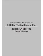 Preview for 1 page of E-Collar 800TS: 1200TS Owner'S Manual