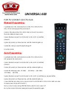 E.K.T. UNIVERSAL 600 Manual Programming Instructions preview