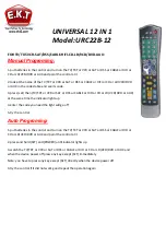 E.K.T. URC22B-12 Quick Start Manual preview