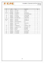 Preview for 28 page of EAE EE-C18E Installation, Operation, And Parts Manual