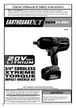 Предварительный просмотр 1 страницы EARTHQUAKE XT EQ34XT-20V Owner'S Manual & Safety Instructions