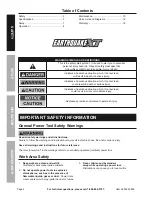 Предварительный просмотр 2 страницы EarthQuake EQ12 XT-20V Owner'S Manual & Safety Instructions