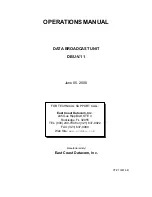 Preview for 2 page of East Coast Datacom DBU-V11 Installation And Operation Manual