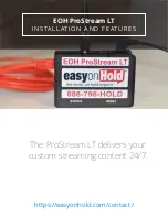 Preview for 1 page of easyonHold ProStream LT Installation And Features