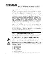 Preview for 2 page of EAW Loudspeaker's Owner'S Manual