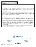 Предварительный просмотр 66 страницы Ecco 12+ Pro Vantage Series Assembly, Installation And Operation Instructions