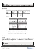 Preview for 2 page of Ecco 13 Series Installation And Operation Instructions Manual