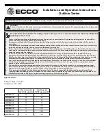 Preview for 1 page of Ecco ED3724XX-L Assembly, Installation And Operation Instructions