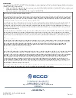 Preview for 12 page of Ecco ED3777 Series Assembly, Installation And Operation Instructions