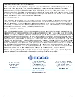 Предварительный просмотр 2 страницы Ecco EW2501 Assembly, Installation And Operation Instructions