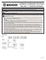 Предварительный просмотр 1 страницы Ecco REFLEXL 11-012-E Series Installation & Operation Instructions