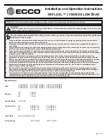 Preview for 1 page of Ecco REFLEXL 11 Series Installation And Operation Instruction Manual