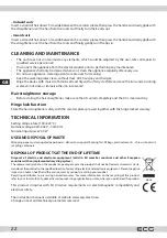 Предварительный просмотр 22 страницы ECG ZV 117 Instruction Manual