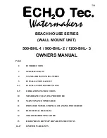 Предварительный просмотр 1 страницы ECH2O Tec. BEACH HOUSE Series Owner'S Manual