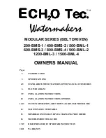 ECH2O Tec. Watermakers 200-BMS-1 Owner'S Manual preview