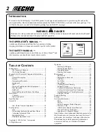 Предварительный просмотр 2 страницы Echo 001001 - 504999 Operator'S Manual