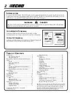 Preview for 2 page of Echo 02006800 Operator'S Manual