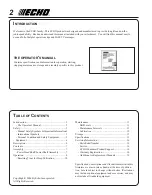 Preview for 2 page of Echo 99944200500 Operator'S Manual