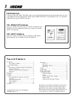 Preview for 2 page of Echo 99944200600 Operator'S Manual