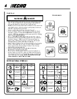 Preview for 4 page of Echo 99944200610, SRM-2100SB, SRM-2400SB, SRM-210SB, SRM-211SB, SRM-260SB, SRM-261SB, PAS-2100, PAS-2400, PAS2601, PAS-210,... Operator'S Manual