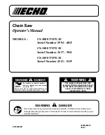 Echo CS-3000 TYPE 1E - SERIAL NUMBER 2994 - 4033 Operator'S Manual preview