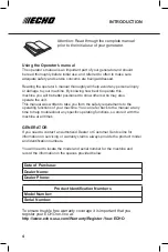 Предварительный просмотр 4 страницы Echo EGi-1200 Operator'S Manual
