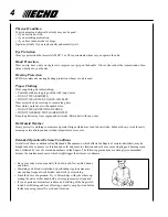 Предварительный просмотр 4 страницы Echo Grass Trimmer/Brush Cutter SRM-280 Operator'S Manual