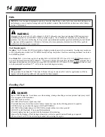 Preview for 14 page of Echo Grass Trimmer/Brush Cutter SRM-280 Operator'S Manual