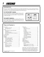 Preview for 2 page of Echo Grass Trimmer/Brush Cutter SRM-280T Operator'S Manual