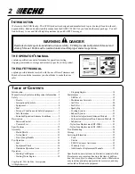 Предварительный просмотр 2 страницы Echo GT-2000 Type 1E Operator'S Manual