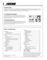 Preview for 2 page of Echo GT-2000EZR Operator'S Manual