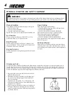 Предварительный просмотр 4 страницы Echo GT-200R - 12-08 Operator'S Manual