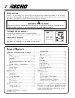 Предварительный просмотр 2 страницы Echo GT-201 Operator'S Manual