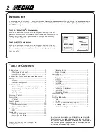 Предварительный просмотр 2 страницы Echo HC-150 - 03-04 1 Operator'S Manual