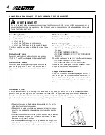 Предварительный просмотр 4 страницы Echo HC-150 - 11-09 1 Manuel D'Utilisation