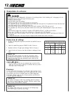 Предварительный просмотр 12 страницы Echo HC-150 - 11-09 1 Manuel D'Utilisation