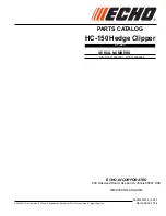 Echo HC-150 HEDGE CLIPPER - PARTS CATALOG SERIAL NUMBER S76112001001 -... Parts Catalog preview