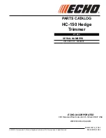 Echo HC-150 HEDGE TRIMMER - PARTS CATALOG SERIAL NUMBER... Parts Catalog preview