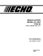 Предварительный просмотр 1 страницы Echo HC-1500 TYPE 1E - SERVICE  10-99 Parts Catalog