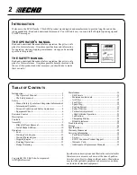 Предварительный просмотр 2 страницы Echo HC-165 Operator'S Manual