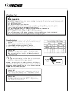 Предварительный просмотр 12 страницы Echo HC-165 Operator'S Manual