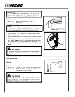 Предварительный просмотр 22 страницы Echo HC-165 Operator'S Manual