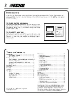 Предварительный просмотр 2 страницы Echo HC-245 Operator'S Manual