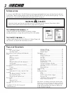 Предварительный просмотр 2 страницы Echo HCA-2400 Operator'S Manual