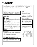 Предварительный просмотр 12 страницы Echo HCA-265 Operator'S Manual