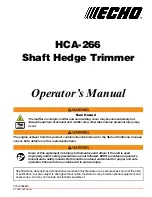 Preview for 1 page of Echo HCA-266 Operator'S Manual