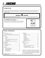 Предварительный просмотр 2 страницы Echo PB-1000 Operator'S Manual