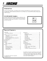 Preview for 2 page of Echo PB-200 - 01-09 Operator'S Manual