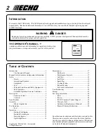 Preview for 2 page of Echo PB-201 - Operator'S Manual