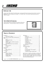 Предварительный просмотр 2 страницы Echo PB-211 Operator'S Manual